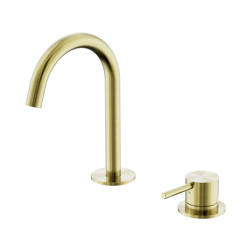 NERO MECCA HOB BASIN MIXER SET ARC SPOUT BRUSHED GOLD