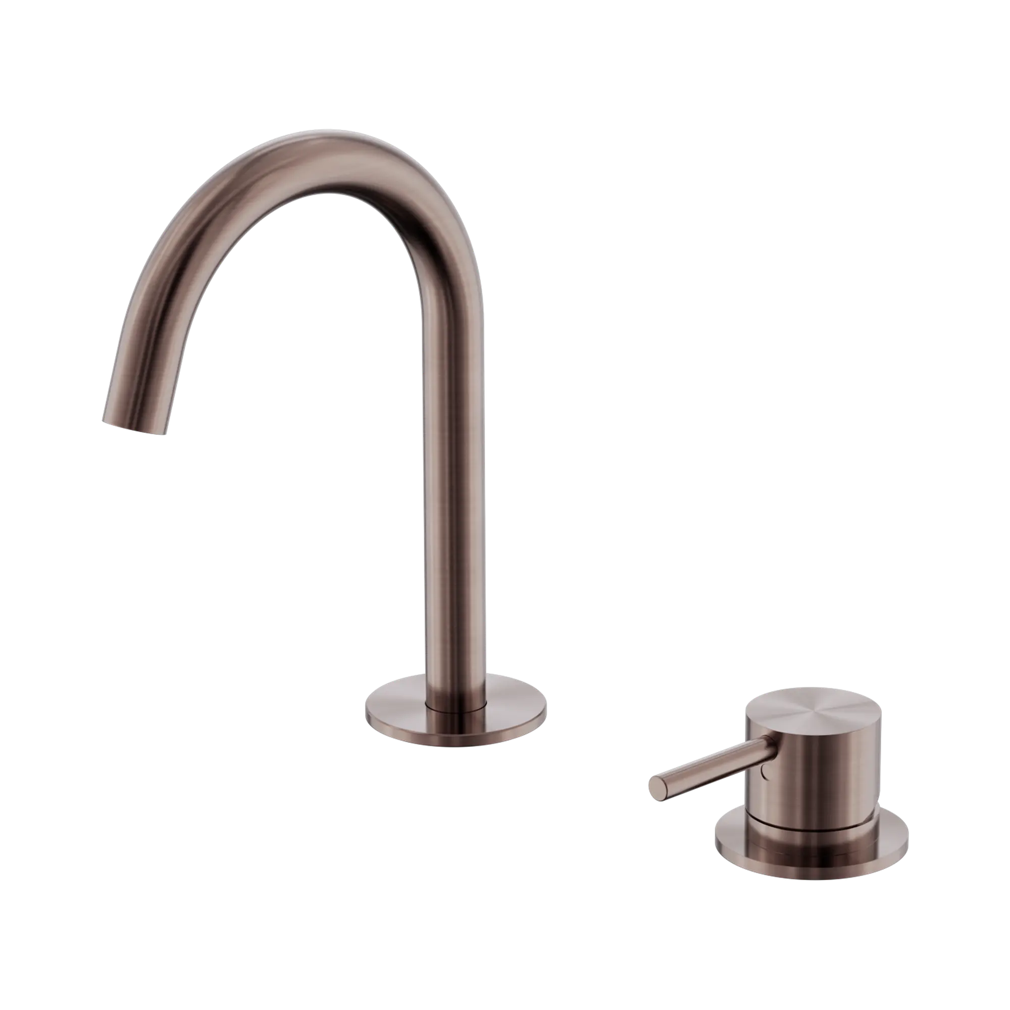 NERO MECCA HOB BASIN MIXER SET ARC SPOUT BRUSHED BRONZE