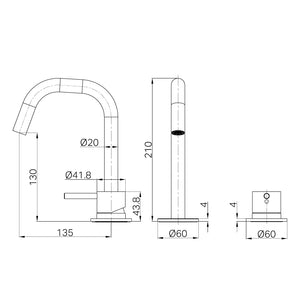 NERO MECCA HOB BASIN MIXER SET EDGE SPOUT 135MM BRUSHED BRONZE
