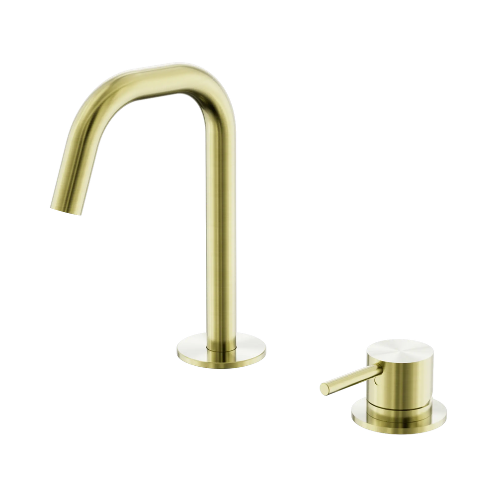 NERO MECCA HOB BASIN MIXER SET EDGE SPOUT 135MM BRUSHED GOLD