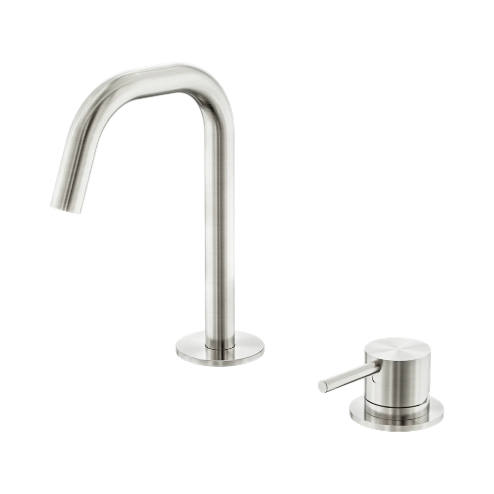 NERO MECCA HOB BASIN MIXER SET EDGE SPOUT 135MM BRUSHED NICKEL