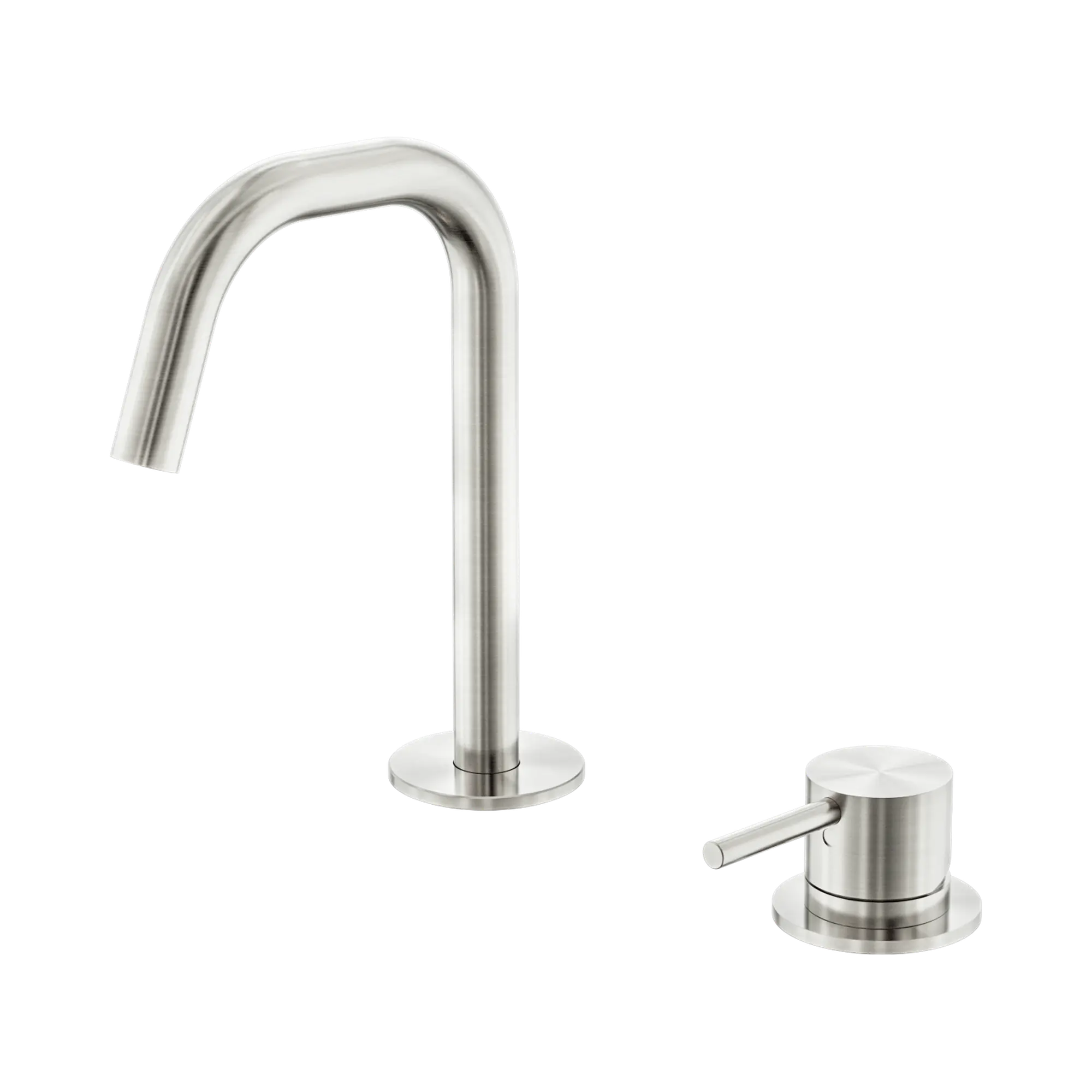 NERO MECCA HOB BASIN MIXER SET EDGE SPOUT 135MM BRUSHED NICKEL