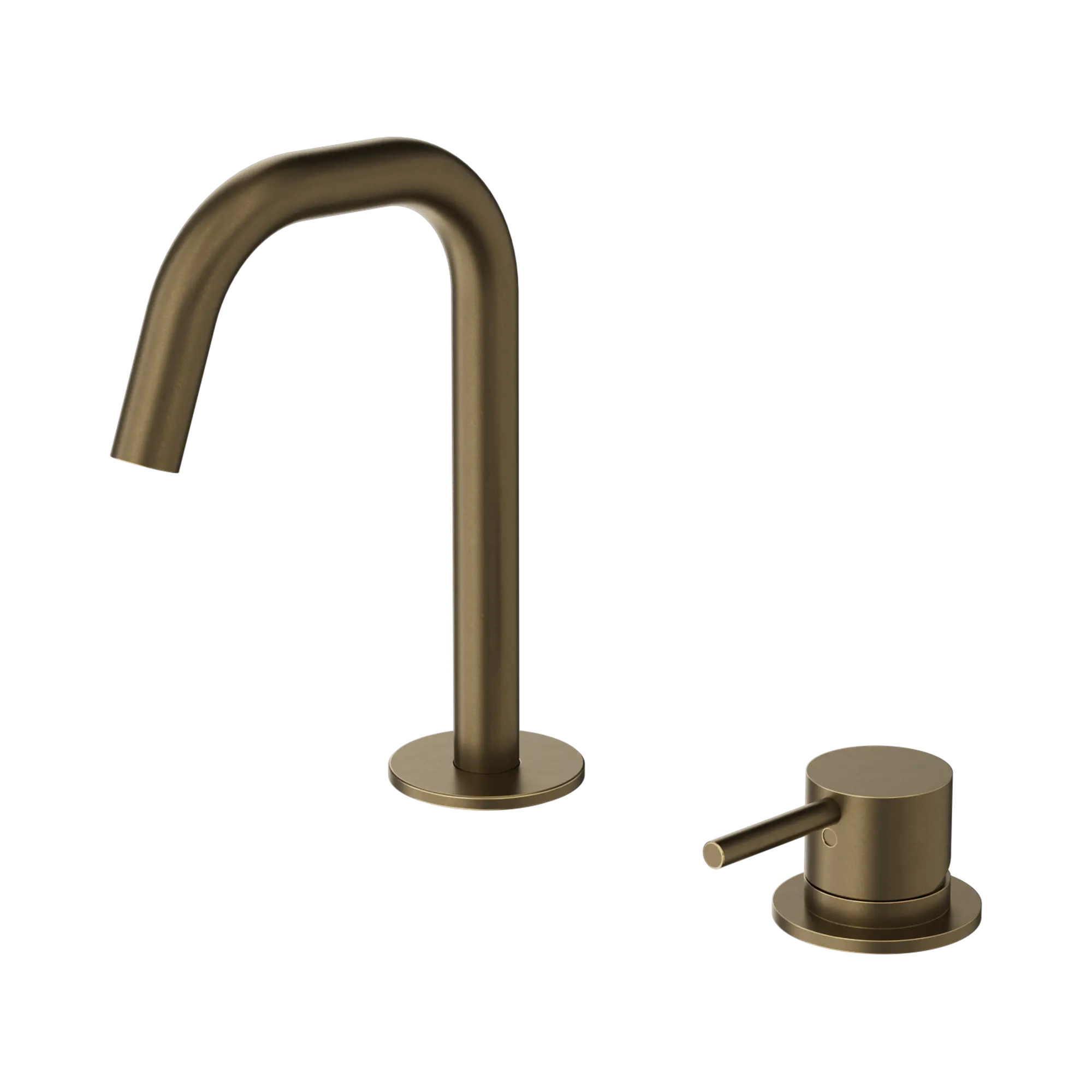 NERO MECCA HOB BASIN MIXER SET EDGE SPOUT 135MM TUMBLED ANTIQUE BRASS