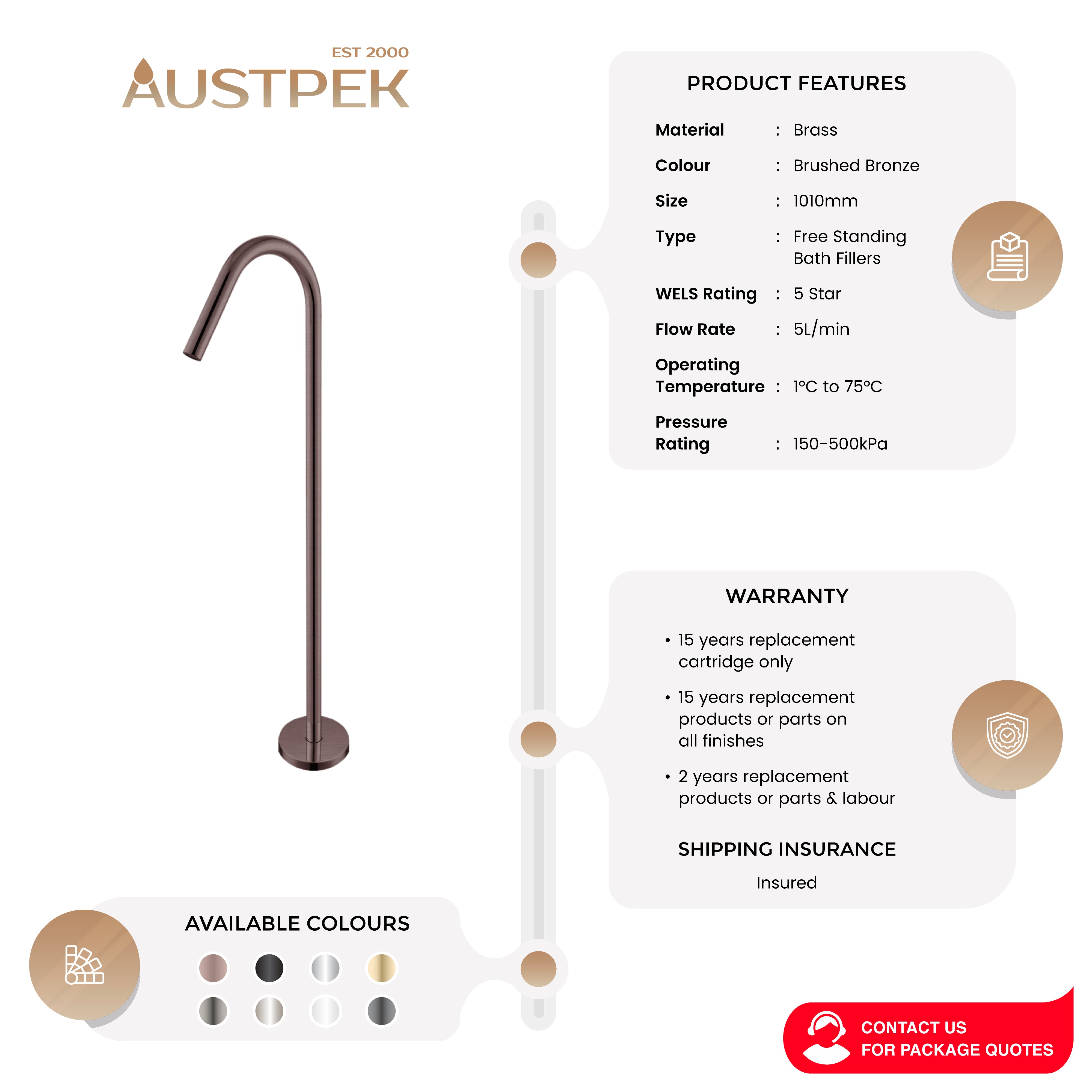 NERO MECCA FREESTANDING BATH SPOUT BRUSHED BRONZE