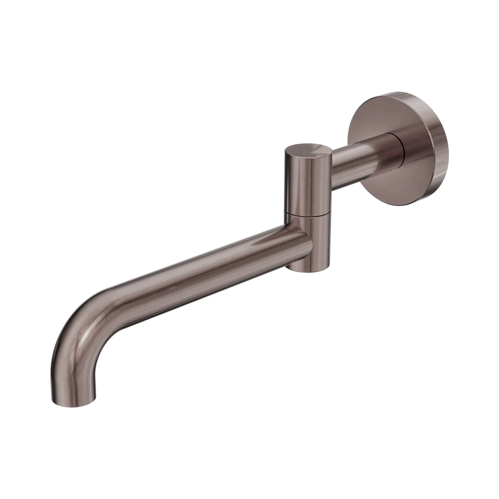 NERO MECCA WALL MOUNTED SWIVEL BATH SPOUT 225MM II BRUSHED BRONZE