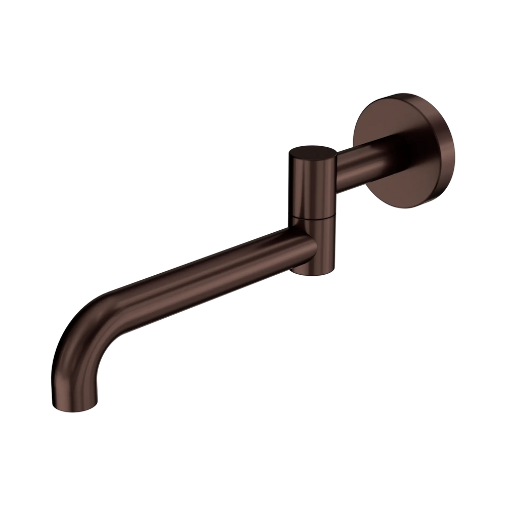 NERO MECCA WALL MOUNTED SWIVEL BATH SPOUT 225MM II ROME BRONZE