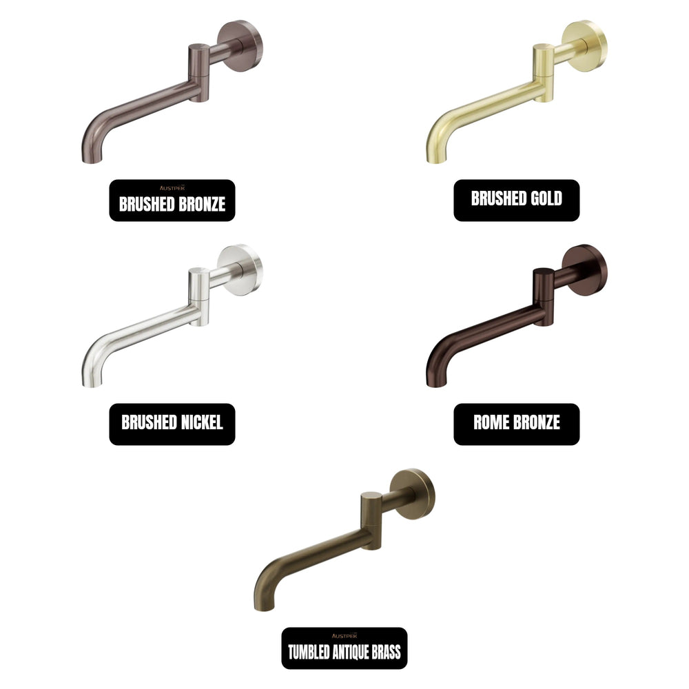 NERO MECCA WALL MOUNTED SWIVEL BATH SPOUT 225MM II BRUSHED BRONZE