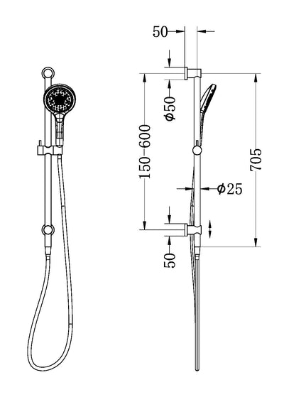 NERO MECCA SHOWER RAIL WITH AIR SHOWER II MATTE WHITE