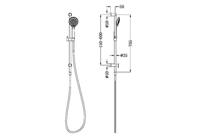 NERO MECCA SHOWER RAIL WITH AIR SHOWER MATTE BLACK