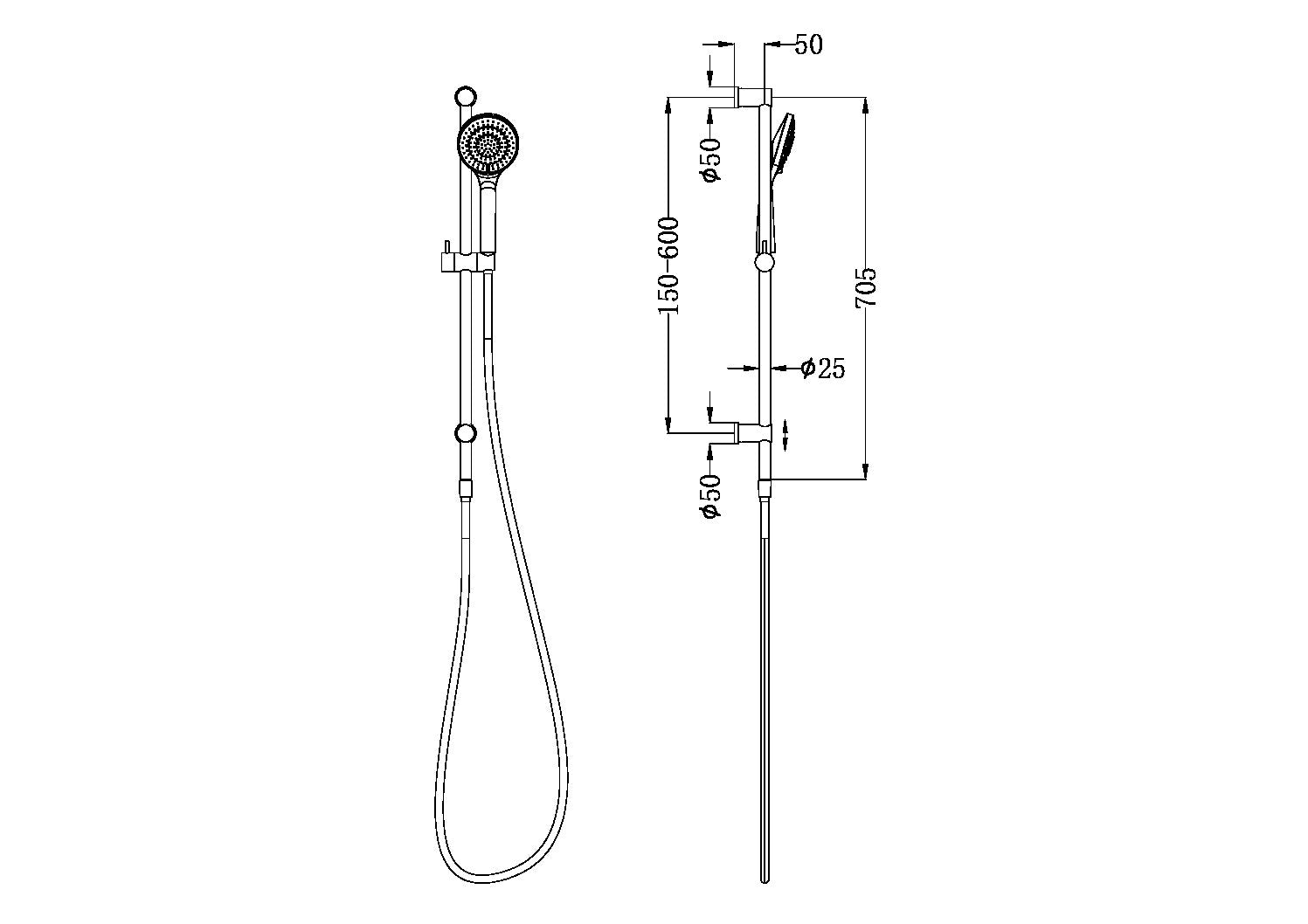 NERO MECCA SHOWER RAIL WITH AIR SHOWER CHROME