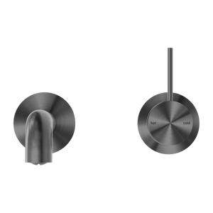 NERO MECCA WALL BASIN/BATH MIXER WITH SEPARATE BACK PLATE HANDLE UP GUN METAL (AVAILABLE IN 120MM, 160MM, 185MM, 230MM AND 260MM)