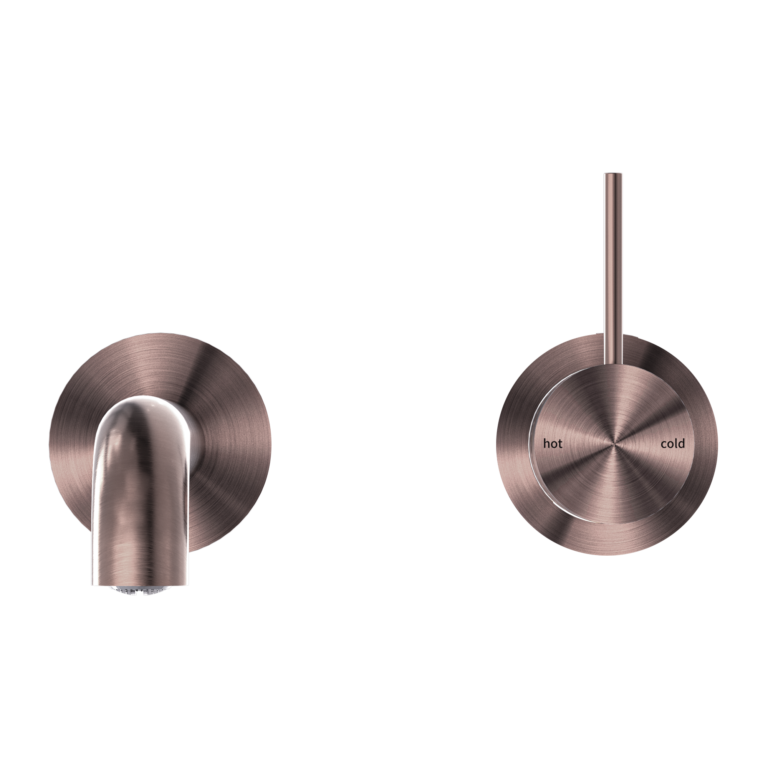 NERO MECCA WALL BASIN/BATH MIXER WITH SEPARATE BACK PLATE HANDLE UP BRUSHED BRONZE (AVAILABLE IN 120MM, 160MM, 185MM, 230MM AND 260MM)