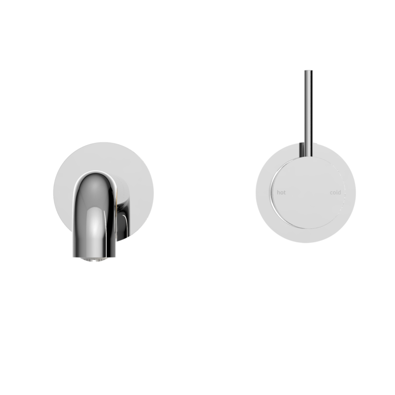 NERO MECCA WALL BASIN/BATH MIXER WITH SEPARATE BACK PLATE HANDLE UP 185MM CHROME