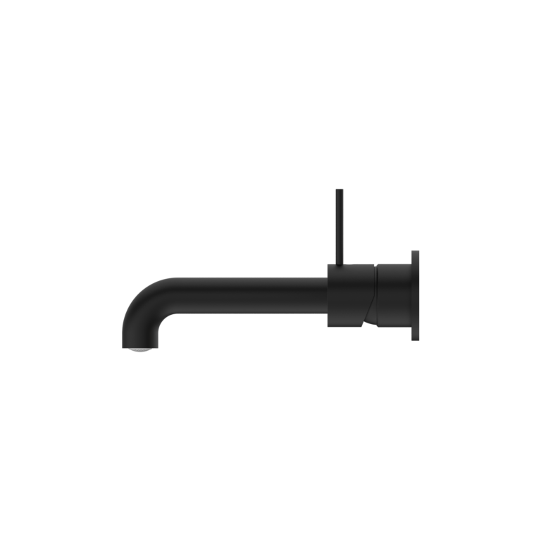 NERO MECCA WALL BASIN/BATH MIXER WITH SEPARATE BACK PLATE HANDLE UP 185MM MATTE BLACK