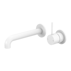 NERO MECCA WALL BASIN/BATH MIXER WITH SEPARATE BACK PLATE HANDLE UP MATTE WHITE (AVAILABLE IN 120MM, 160MM, 185MM, 230MM AND 260MM)