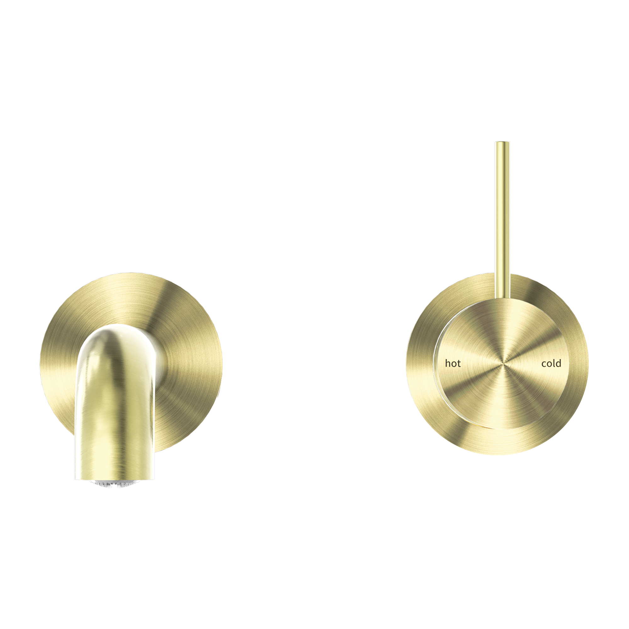 NERO MECCA WALL BASIN/BATH MIXER WITH SEPARATE BACK PLATE HANDLE UP BRUSHED GOLD (AVAILABLE IN 185MM AND 230MM)