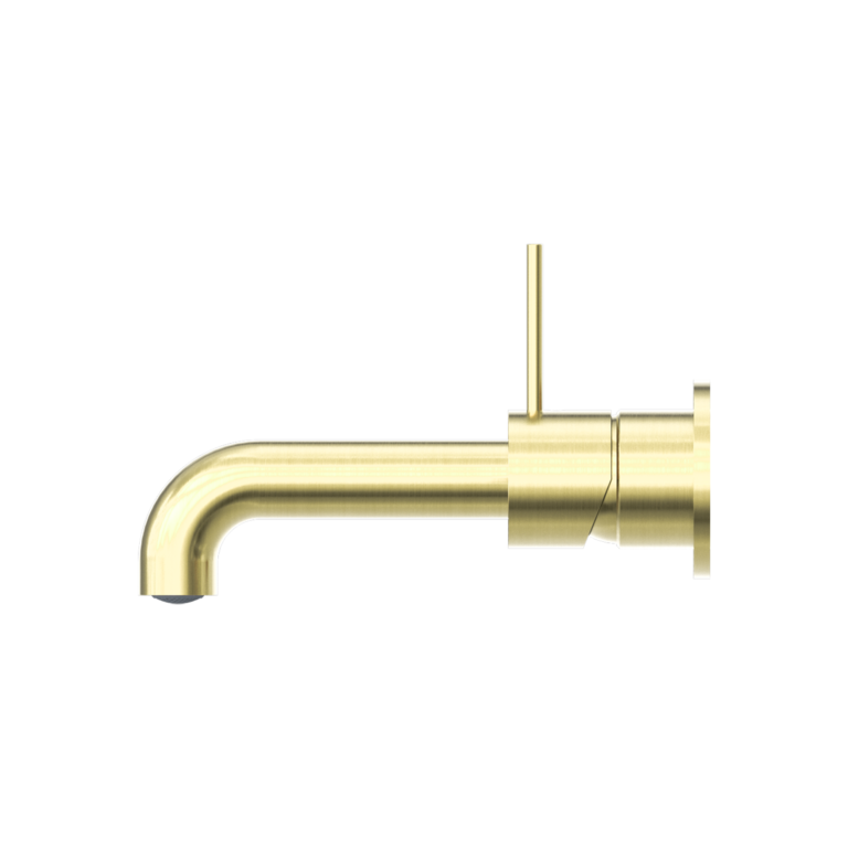 NERO MECCA WALL BASIN/BATH MIXER WITH SEPARATE BACK PLATE HANDLE UP BRUSHED GOLD (AVAILABLE IN 120MM, 160MM, 185MM, 230MM AND 260MM)