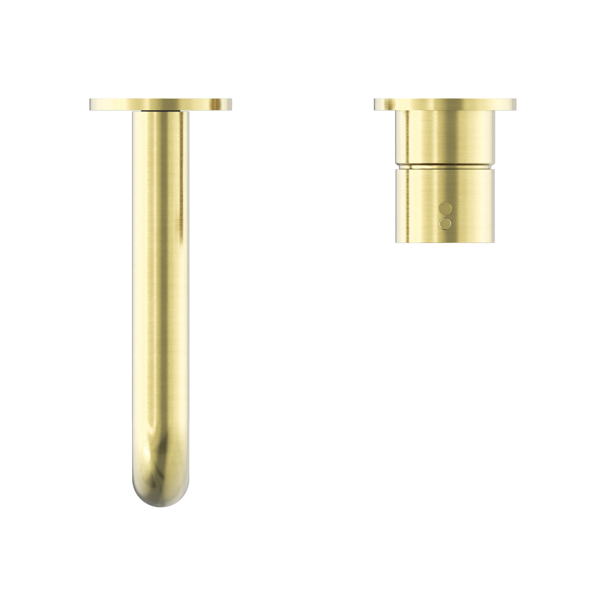 NERO MECCA WALL BASIN/BATH MIXER WITH SEPARATE BACK PLATE HANDLE UP BRUSHED GOLD (AVAILABLE IN 185MM AND 230MM)