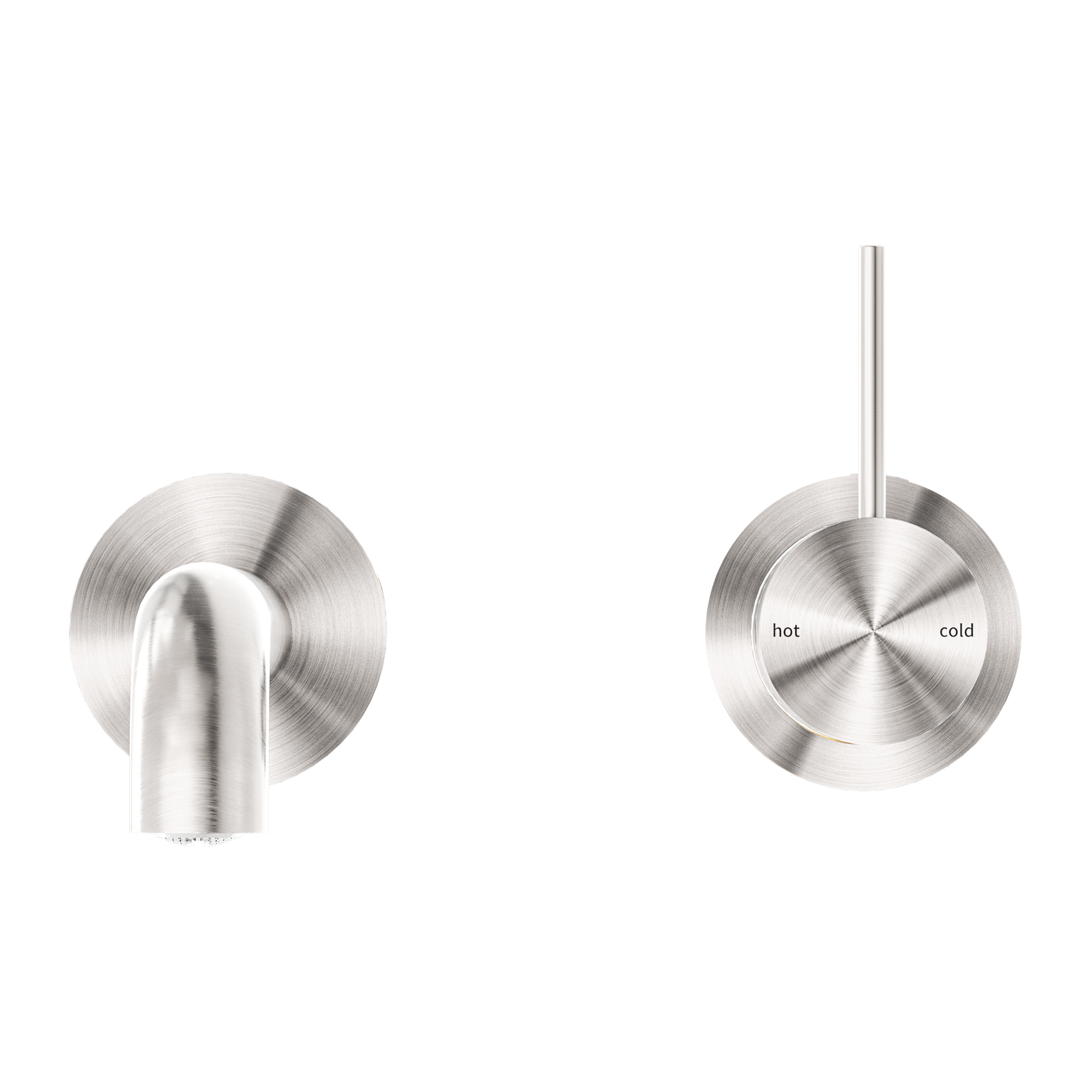 NERO MECCA WALL BASIN/BATH MIXER WITH SEPARATE BACK PLATE HANDLE UP 185MM BRUSHED NICKEL