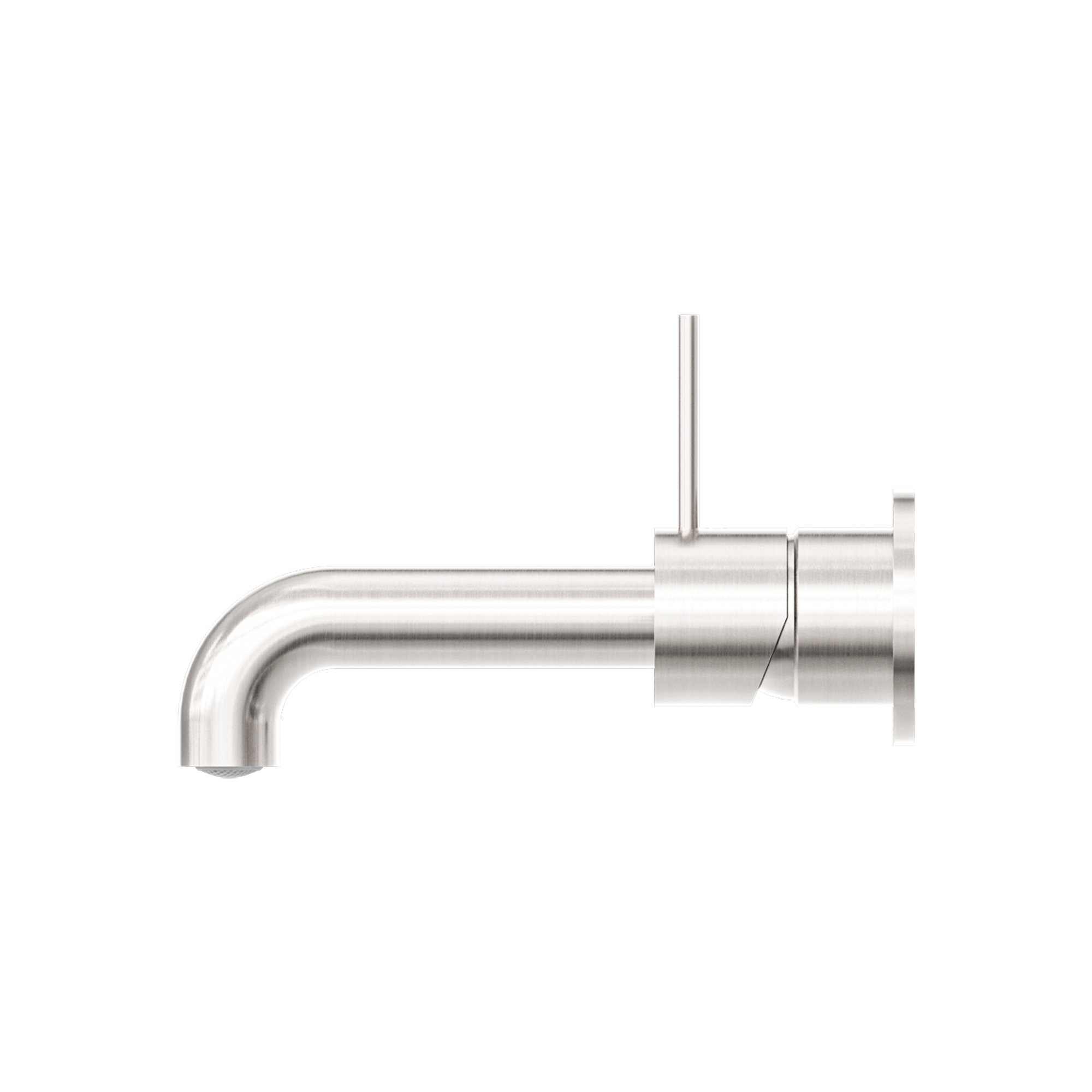 NERO MECCA WALL BASIN/BATH MIXER WITH SEPARATE BACK PLATE HANDLE UP 185MM BRUSHED NICKEL