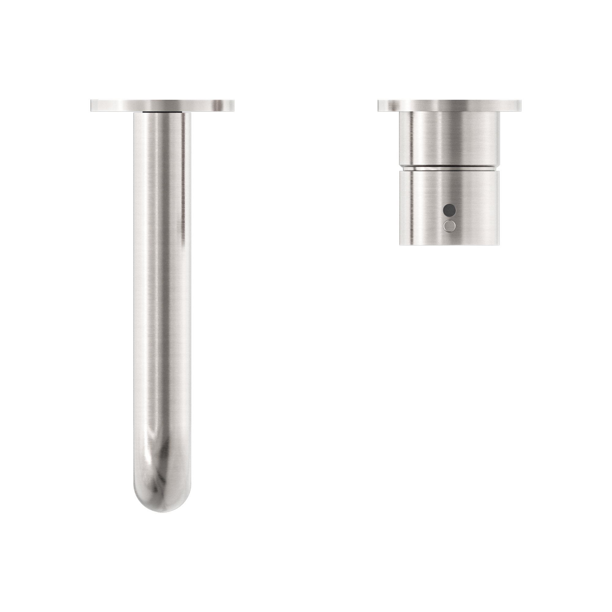 NERO MECCA WALL BASIN/BATH MIXER WITH SEPARATE BACK PLATE HANDLE UP 185MM BRUSHED NICKEL