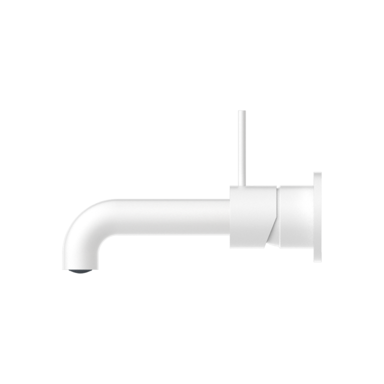 NERO MECCA WALL BASIN/BATH MIXER WITH SEPARATE BACK PLATE HANDLE UP MATTE WHITE (AVAILABLE IN 160MM, 185MM AND 230MM)
