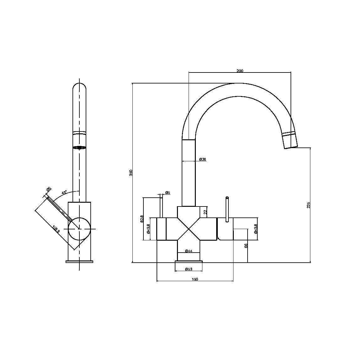 NERO MECCA 3 WAY FILTERED MIXER TAP 350MM BRUSHED GOLD