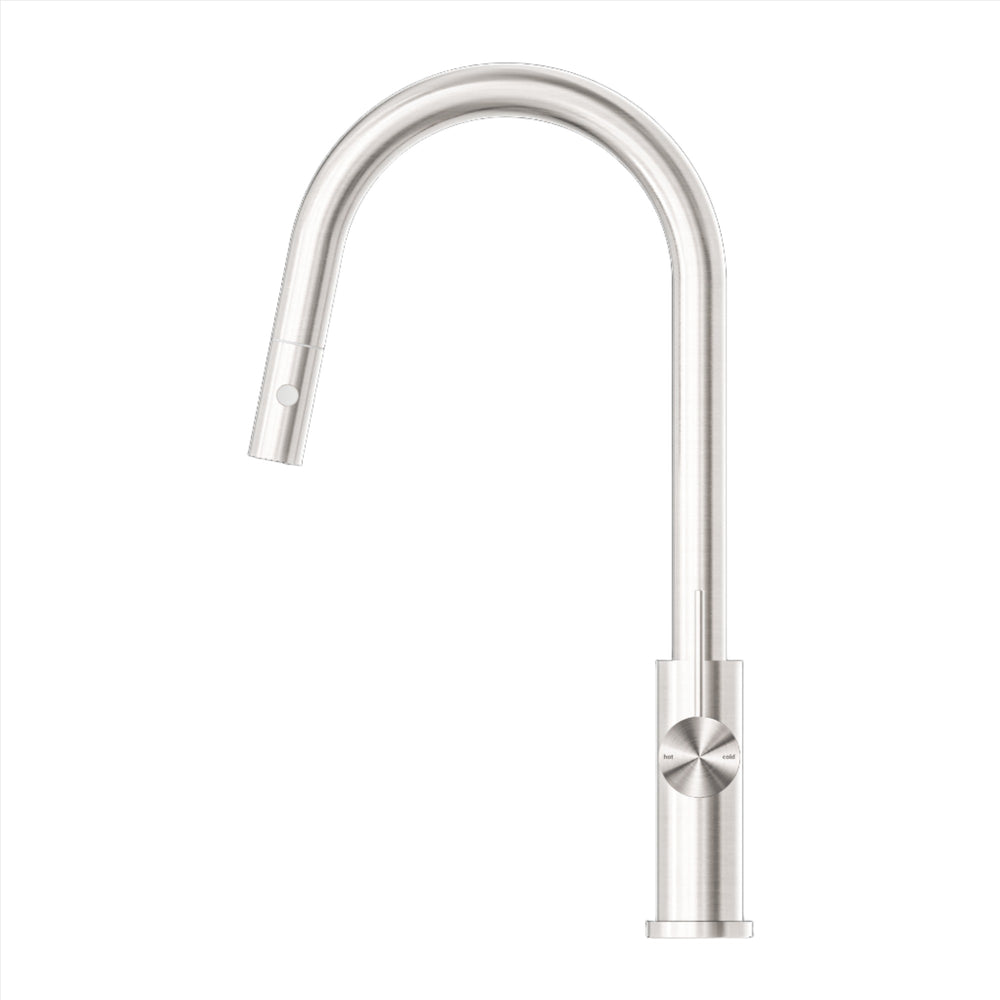 NERO MECCA PULL OUT SINK MIXER WITH VEGIE SPRAY BRUSHED NICKEL