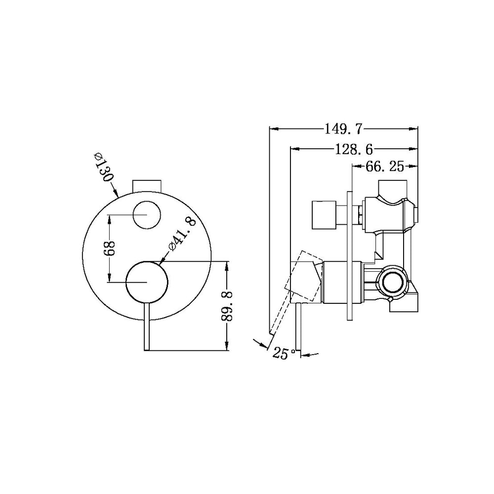 NERO MECCA SHOWER MIXER WITH DIVERTER BRUSHED NICKEL
