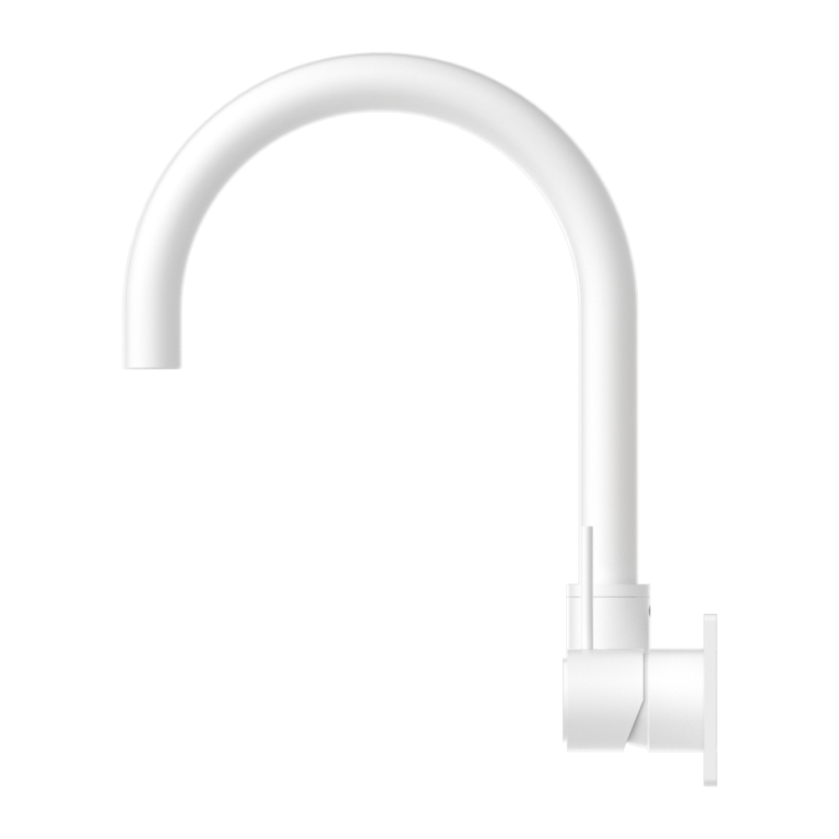 NERO MECCA WALL BASIN/BATH MIXER SWIVEL SPOUT HANDLE UP 264MM MATTE WHITE