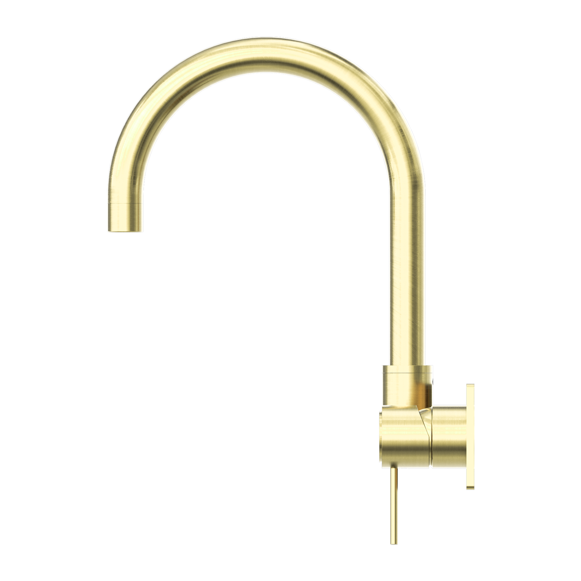 NERO MECCA SWIVEL SPOUT WALL BASIN / BATH MIXER BRUSHED GOLD
