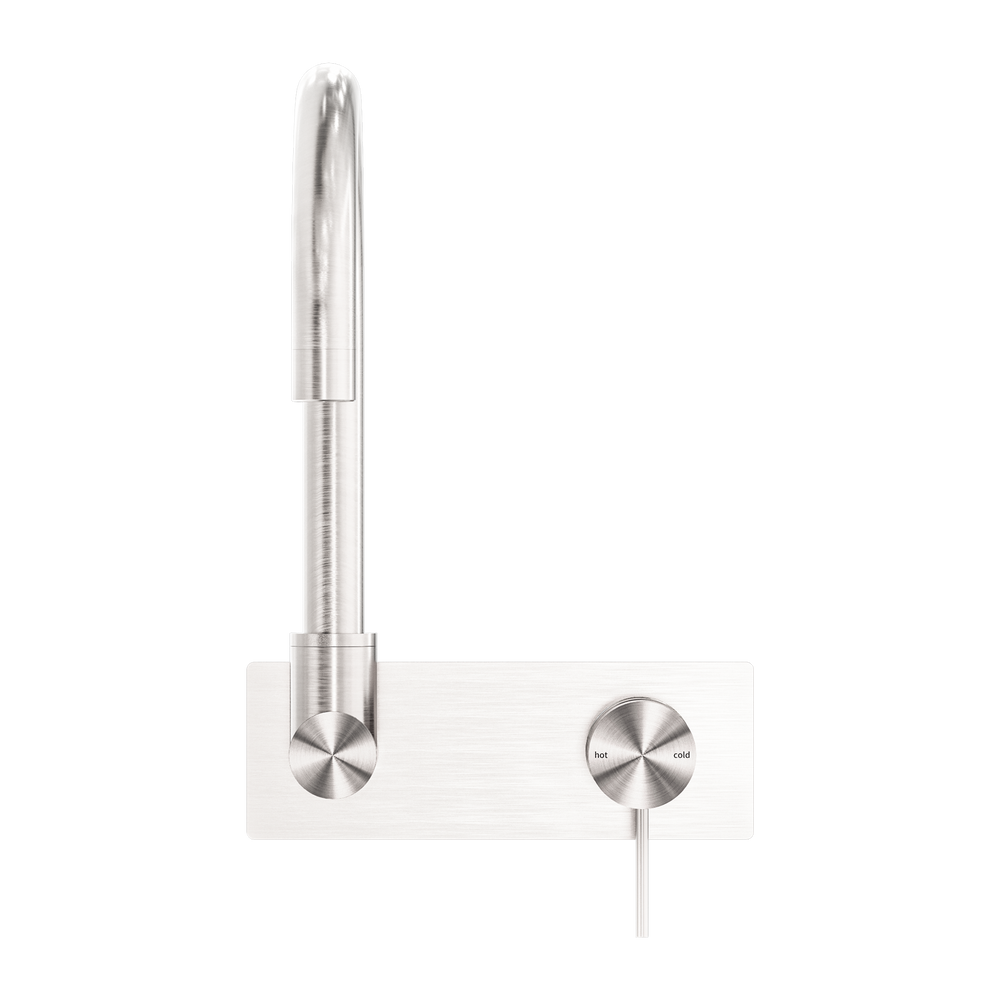 NERO MECCA WALL BASIN/ BATH MIXER SWIVEL SPOUT BRUSHED NICKEL