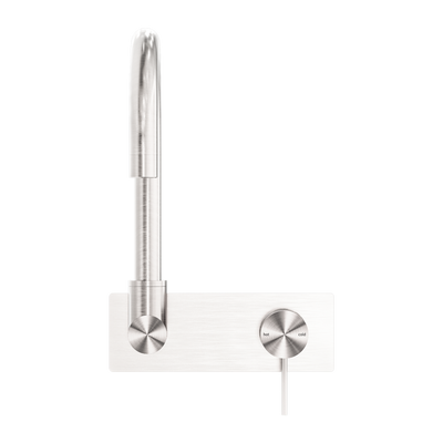 NERO MECCA WALL BASIN/ BATH MIXER SWIVEL SPOUT BRUSHED NICKEL