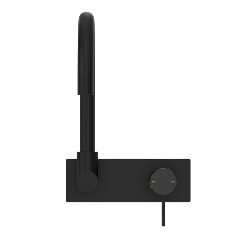NERO MECCA WALL BASIN/BATH MIXER SWIVEL SPOUT 264MM MATTE BLACK