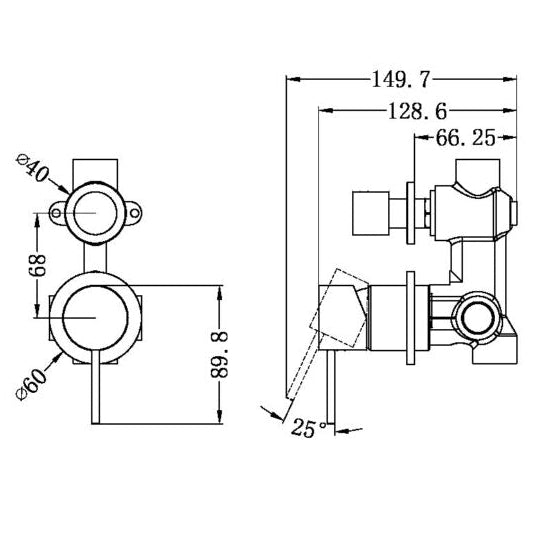 NERO MECCA SHOWER MIXER WITH DIVERTOR SEPARATE BACK PLATE CHROME