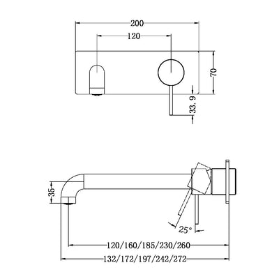NERO MECCA WALL BASIN/ BATH MIXER MATTE WHITE (AVAILABLE IN 120MM, 160MM, 185MM, 230MM AND 260MM)