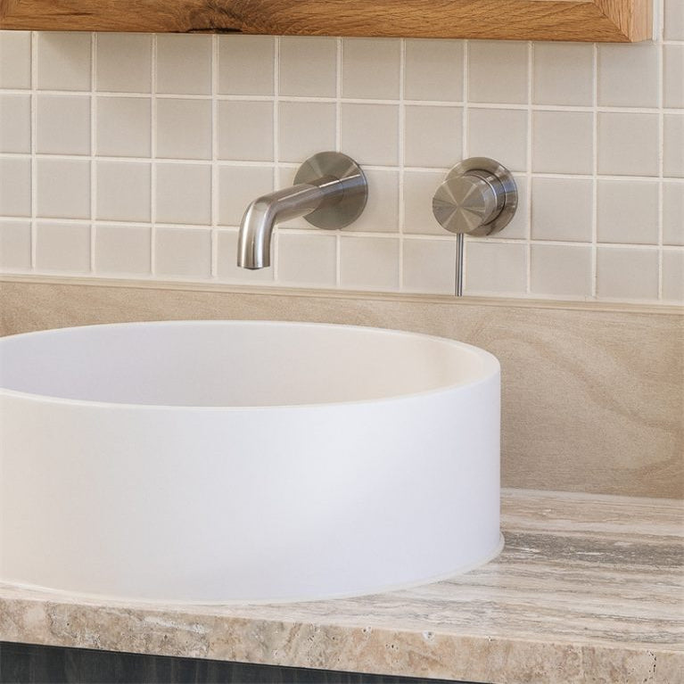 NERO MECCA WALL BASIN/BATH MIXER WITH SEPARATE BACK PLATE BRUSHED NICKEL (AVAILABLE IN 120MM,160MM,185MM, 230MM AND 260MM)