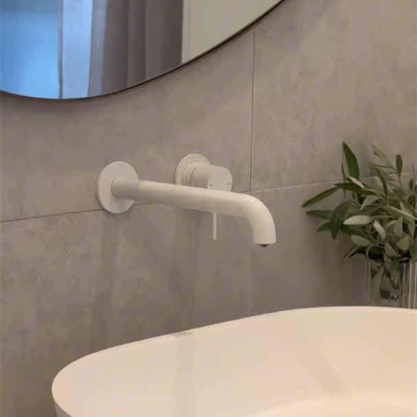 NERO MECCA WALL BASIN/BATH MIXER WITH SEPARATE BACK PLATE MATTE WHITE (AVAILABLE IN 120MM,160MM,185MM, 230MM AND 260MM)