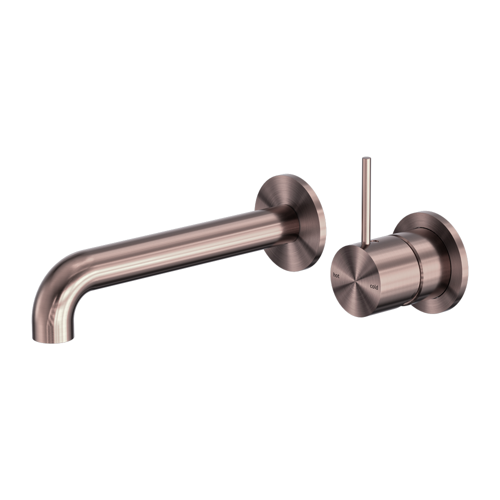 NERO MECCA WALL BASIN/BATH MIXER WITH SEPARATE BACK PLATE HANDLE UP BRUSHED BRONZE (AVAILABLE IN 120MM, 160MM, 185MM, 230MM AND 260MM)