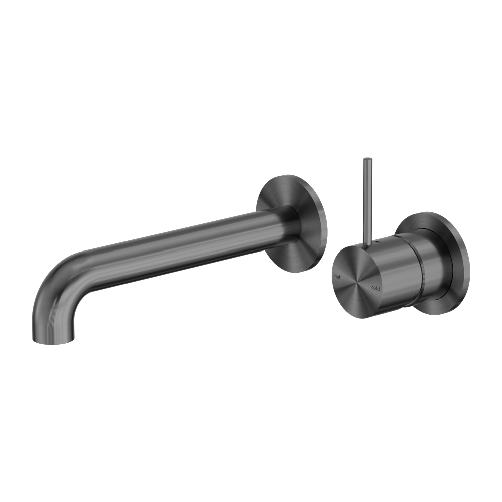 NERO MECCA WALL BASIN/BATH MIXER WITH SEPARATE BACK PLATE HANDLE UP GUN METAL (AVAILABLE IN 120MM, 160MM, 185MM, 230MM AND 260MM)