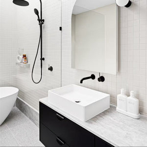 NERO MECCA WALL BASIN/BATH MIXER WITH SEPARATE BACK PLATE HANDLE UP MATTE BLACK (AVAILABLE IN 120MM, 160MM, 185MM, 230MM AND 260MM)