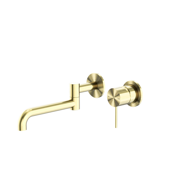 NERO MECCA WALL BASIN/ BATH MIXER SWIVEL SPOUT BRUSHED GOLD