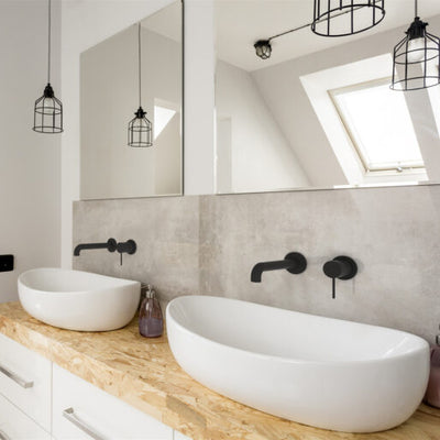 NERO MECCA WALL BASIN/BATH MIXER WITH SEPARATE BACK PLATE MATTE BLACK (AVAILABLE IN 120MM,160MM,185MM, 230MM AND 260MM)