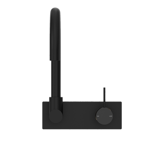 NERO MECCA WALL BASIN/ BATH MIXER SWIVEL SPOUT HANDLE UP MATTE BLACK