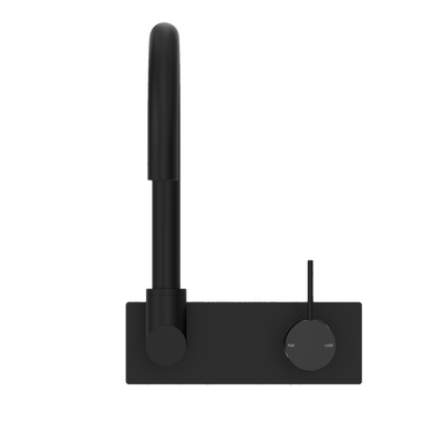 NERO MECCA WALL BASIN/ BATH MIXER SWIVEL SPOUT HANDLE UP MATTE BLACK