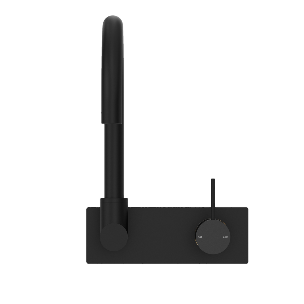 NERO MECCA WALL BASIN/ BATH MIXER SWIVEL SPOUT HANDLE UP MATTE BLACK
