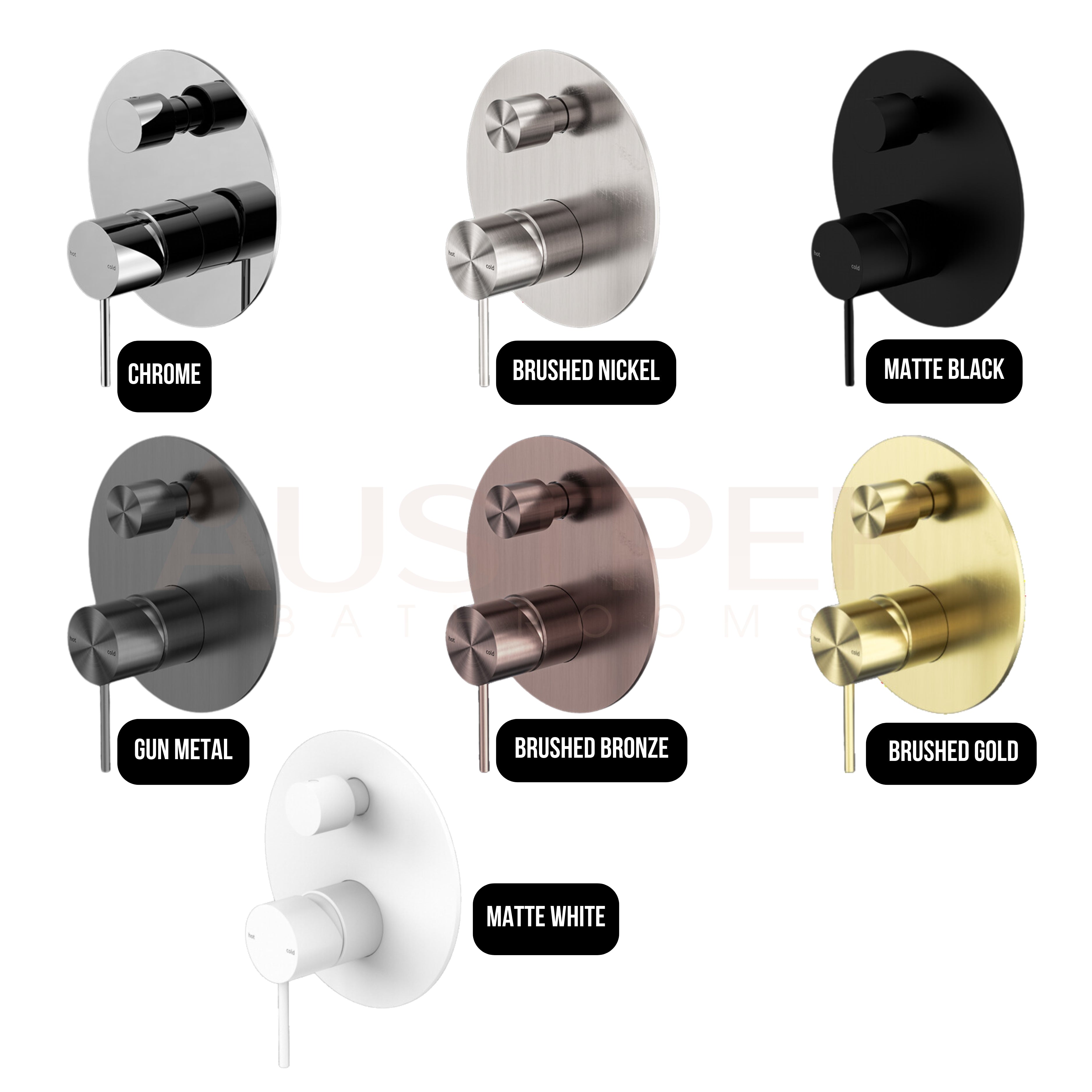 NERO MECCA SHOWER MIXER WITH DIVERTER MATTE WHITE