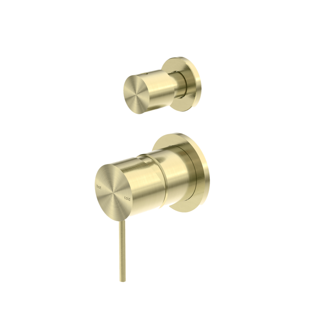 NERO MECCA SHOWER MIXER WITH DIVERTER SEPARATE BACK PLATE BRUSHED GOLD
