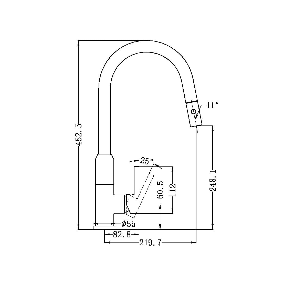 NERO PEARL SPRAY PULL OUT SINK MIXER 452MM BRUSHED GOLD