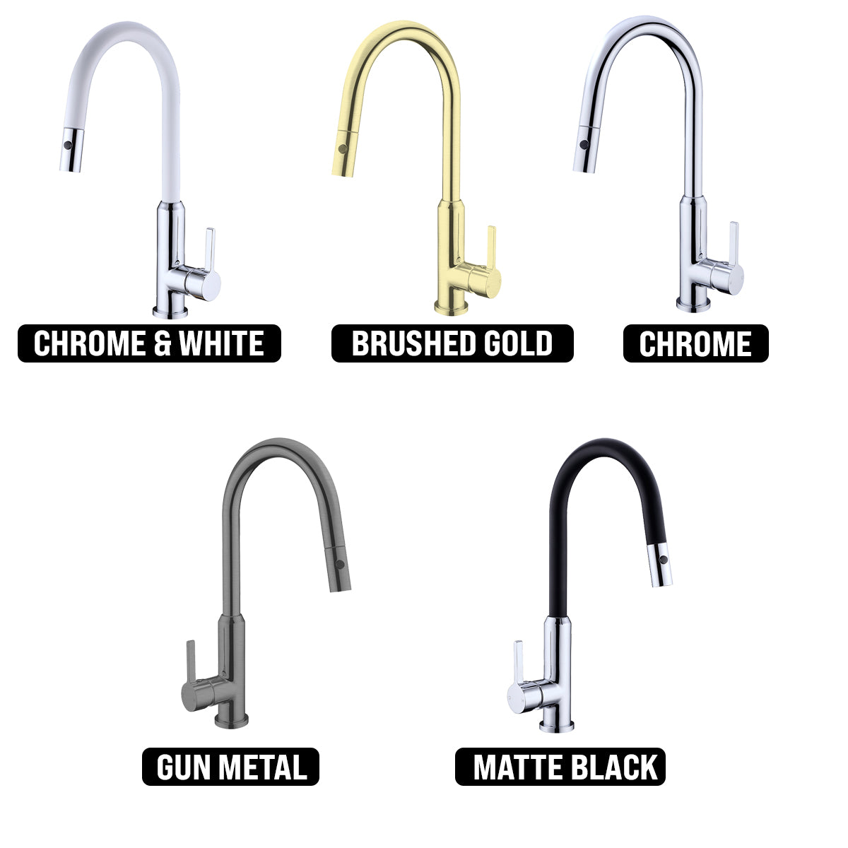 NERO PEARL SPRAY PULL OUT SINK MIXER 452MM BRUSHED GOLD